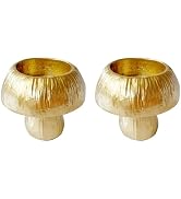 Golden MushroomTealight and Taper Candle Holders, 2 Pack Decorative Candlesticks, Handcrafted Hom...