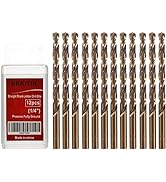 HIDOTOL Cobalt Drill Bit Set 1/4" 12 PCS - M35 High Speed Steel Twist Jobber Length Drill Bits fo...