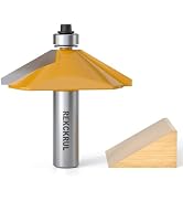 REKCKRUL 60 Degree Chamfer Router Bit with Bearing, 1/2 Inch Shank, 9/16 Inch Cutting Length, Car...