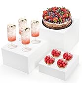 Hacaroa Set of 3 Acrylic Cube Riser Hollow Bottom, Glossy White Buffet Riser Food Display Stand, ...