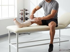 Athlete applying hospora elastic bandage