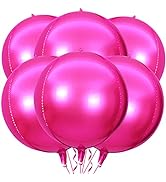 6 Pack Hot Pink 22 Inch 4D Foil Balloons Big 360 Degree Round Sephere Mylar Balloons Mirror Finis...