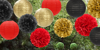 red and gold graduation decorations