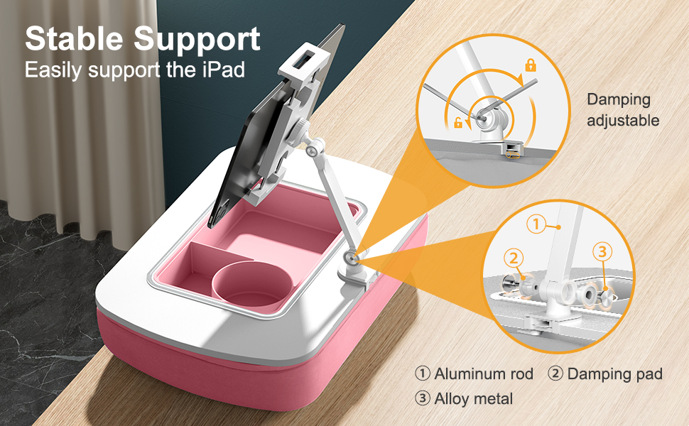 Stable Support Easily support the iPad Damping adjustable Aluminum rod Damping pad Alloy metal
