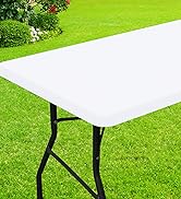 Smiry Rectangle Picnic Table Cloth, Waterproof Elastic Fitted Tablecloths for 6 Foot Tables, Wash...