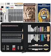 Kird Barken 112 PCS Professional Drawing Set Sketch Kit with 3-Color Sketchbook, Graphite & Charc...