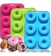 ANAEAT 3 Pack Donut Pan Silicone Baking Mold, Just Pop Out! Non-Stick Doughnuts Baking Pans BPA F...