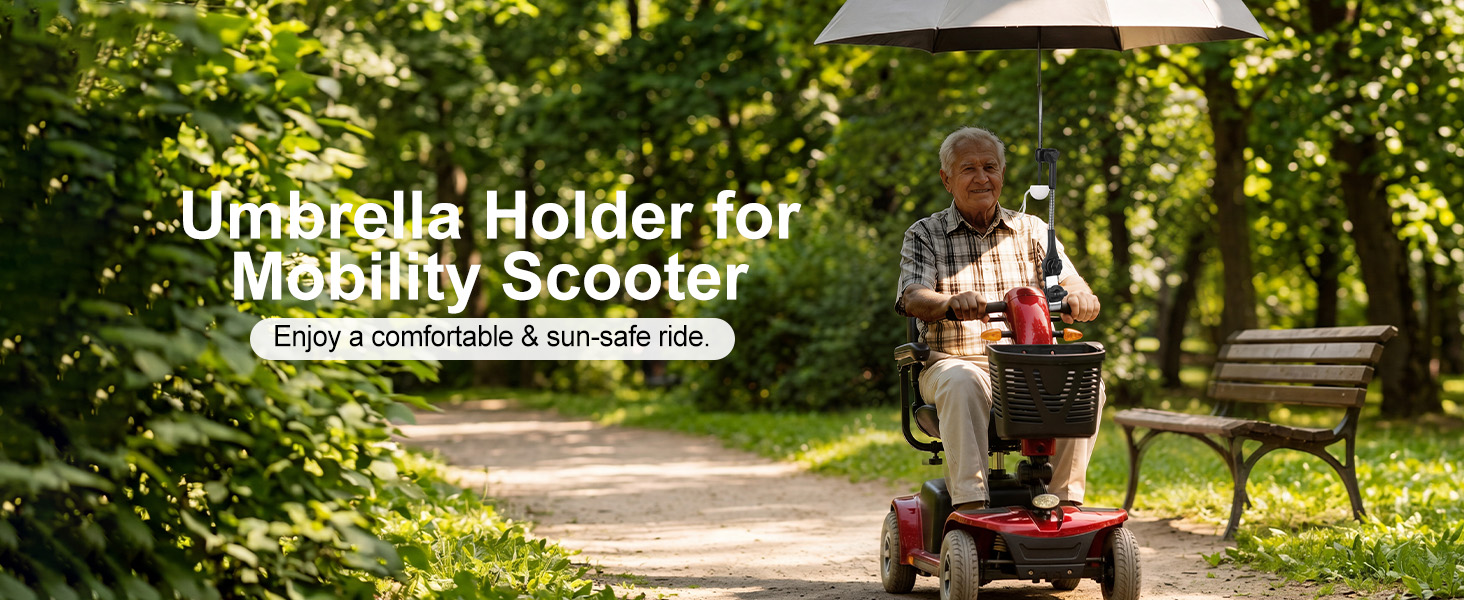 Umbrella Holder for Mobility Scooter, Enjoy a comfortable & sun-safe ride.