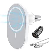 Magnetic Wireless Car Charger, Compatible with Mag Safe, Air Vent Car Mount for iPhone 14/13/12 S...