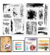 GLOBLELAND 2 Sheets Stain Brushstrokes Clear Stamp for Scrapbooking Garbage Texture Silicone Stam...