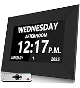 TIXINPO 7" Extra Large Digital Alarm Clock for Seniors, Dementia Clock with Day and Date for Elde...