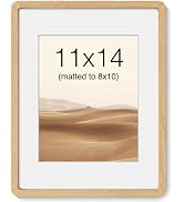 11x14 Picture Frame, USA-Sourced Walnut Wood Photo Frames with HD Tempered Glass, Handcrafted Rou...