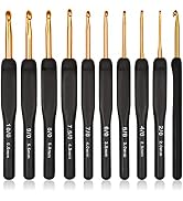 Coopay Black Gold Crochet Hooks Needles for Arthritic Hands, 2.0-6.0mm Crochet Hook Set Ergonomic...