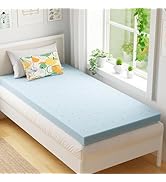 EGOHOME 2 Inch Twin Memory Foam Mattress Topper, Cooling Gel Infused & Pressure Relieving Pad in ...