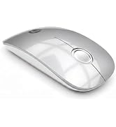 RAPIQUE Wireless Mouse, Dual Bluetooth+2.4Ghz, Type C Charging, Silver | 3-Device Switching, Quie...