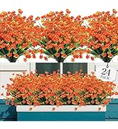 AGIRL 24 Bundles Artificial Fall Flowers Outdoor,No Fade Fake Plastic Flowers,Faux Autumn Plants ...