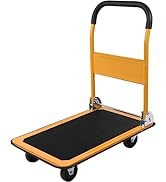 LEADALLWAY Platform Truck Foldable Push Cart 330lbs Capacity 4 Wheels 28.7x18.5x32.3inches Yellow