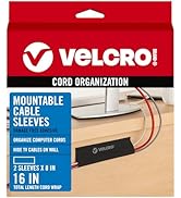 VELCRO Brand Mountable Cable Sleeve | Cord Management Mounts on Walls, Desk or Entertainment Cent...