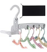 SIWUKEH 1Pcs Clothes Drying Rack Foldable and 5 Pcs Travel Hangers and 1pcs Organizer Bag,Foldabl...
