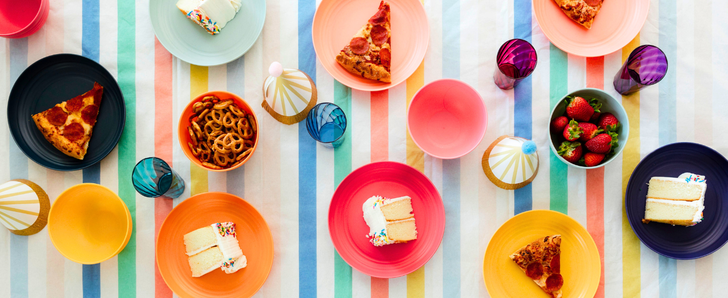 Party Plates Birthday Plates Dessert Plates Colorful Reusable Plates Disposable Plates