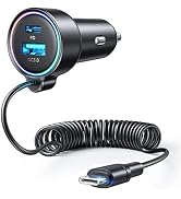 USB C 90W Car Charger for iPhone 17/16 Pro Max, PD & QC3.0 w/5 ft 45W Type Coiled Cable, Fast Car...