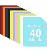 40 Sheets Colored Cardstock, 8.5 x 11 Construction Paper, 10 Assorted Colors Card Stock Paper, Co...