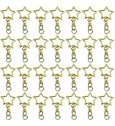 60Pcs Star Shaped Gold Spring Snap Keychain Clip,Metal Swivel Clasp Snap Hook Key Ring with Chain...