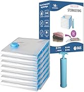 7 Pack Medium Space Saver Vacuum Storage Bags for Clothing Travel, Vacuum Seal Compression Bags f...
