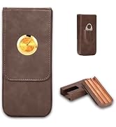 MIVLXLX Leather Cigar Case -Thick cedar travel humidor, Cedar Wood Lined Cigar Humidor with Silve...