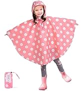 LAMA Kid's Rain Poncho with Hooded, Reusable Waterproof Girl Rain Jacket, Lightweight Boy Girl Cu...