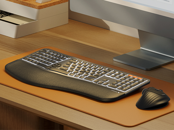 Full Size Backlit Wireless Ergonomic Keyboard