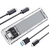 ORICO M.2 NVMe SSD Enclosure, USB 3.2 Gen 2 (10 Gbps), Transparent External Solid State Drive Ada...