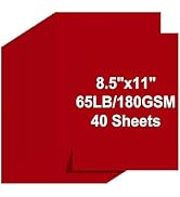 Cardstock 8.5 X 11, 40 Sheets Christmas Red Card Stock, 65lb/ 180gsm Copy Paper, Dark Red Cardsto...