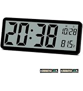 QINYUNE Digital LCD Wall Clock Easy to Set, 8.5 Inch LCD Screen with Time/Date/Temperature Displa...
