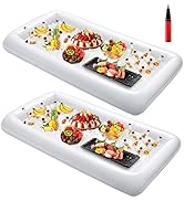 HBlife 2 PCS Inflatable Cooler, Ice Serving Tray Salad Bar Food Drink Containers with Drain Plug ...