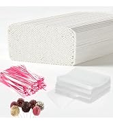 Basquei 900 Pcs Cake Pop Kit Cake Pop Sticks 6 Inches, Cake Pop Bags (3.9"X4.7"), Pink Metallic T...