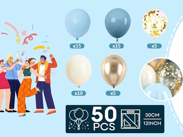 blue gold balloons