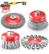 BURMONG 4 PCS Wire Wheel Brush for 4-1/2" Angle Grinder, Carbon Steel Knotted & Crimped Cup/Wheel...
