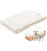 YOUR MOON Soft Natural Wool Pillow Queen, Flat & Thin Wool Pillow for Sleeping, Low-Loft Bed Pill...