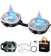 Anbte 20,000 BTU 2-Burner Propane Foldable Camping Stove, Portable Camping Stove with Adjustable ...
