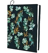 CRASPIRE Leaf Stretchable Book Cover Plant Blackish Green Washable Reusable Large Nylon Book Slee...