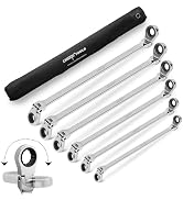DISEN Extra Long Flex Head Ratcheting Wrench set, 6Pcs Double Box End Long Reach Ratchet Wrench S...