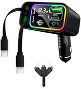 PDMAX Retractable Car Charger USB C,145W Type C Car Charger Fast Charging with Dual Retractable U...