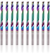 BFVV 10 Pcs O Flute Up Cut Router Bits, 1/8-inch Shank Single Flute CNC End Mill, Spiral Solid Ca...