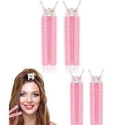 4Pcs Pink Hair Rollers with Clip,Portable Hair Volume Clip,Volumizing Hair Root Clips,Bangs Curle...