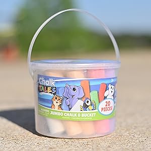 Portable Bucket with Handle Easy Storage Container Assorted Chalk Colors Outdoor Play