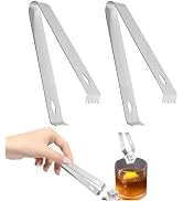 2 Pcs Silver Small Metal Tongs with Teeth, 6 Inch Stainless Steel Restaurant Grade Serving Tongs ...