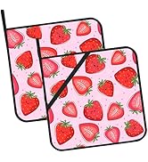 Cute Cartoon Strawberry Pot Holders 2 PCS for Kitchen, Heat Resistant Hot Pads for Cooking Grilli...
