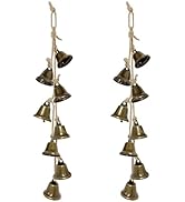 2 Pack 15.75 Inches Witch Bells for Door Knob, Brass-Colored Iron Bell Strings with 8 Bells, Witc...