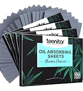 Teenitor 400 Counts Oil Blotting Papers for Face, Bamboo Charcoal Oil Absorbing Sheets for Oily S...